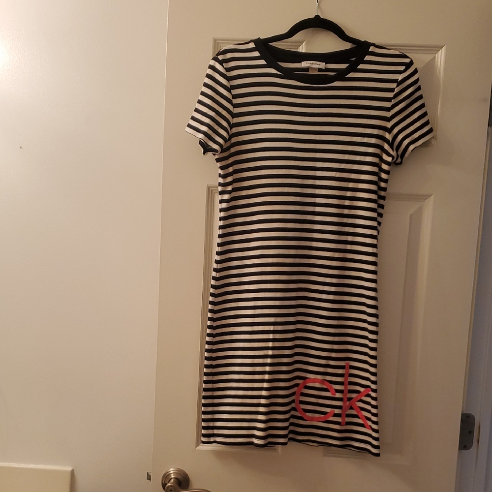 Calvin Klein Striped Black and White Mini Dress